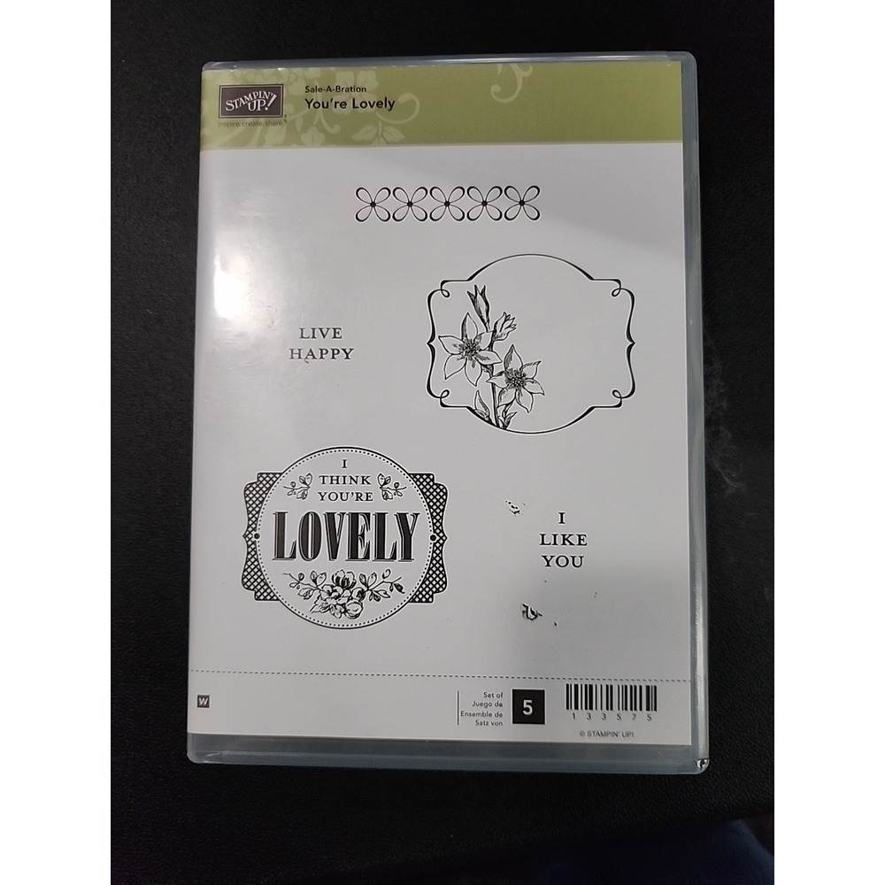 Stampin Up You're Lovely Wood Mount Rubber Stamp Set 133575 Sale-A-Bration 5pc